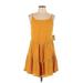 SO Casual Dress - A-Line Scoop Neck Sleeveless: Yellow Solid Dresses - New - Women's Size Large