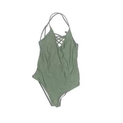 Cupshe One Piece Swimsuit: Green Solid Swimwear - Women's Size Small