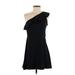 Banana Republic Factory Store Cocktail Dress - Mini One Shoulder Short sleeves: Black Solid Dresses - Women's Size 2 Petite