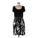 Tiana B. Casual Dress Scoop Neck Short sleeves: Black Color Block Dresses - Women's Size Large