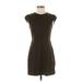 Theory Casual Dress - Mini High Neck Short sleeves: Brown Print Dresses - Women's Size 4