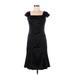 Anne Klein Casual Dress - Party Square Short sleeves: Black Solid Dresses - New - Women's Size 8