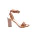 M. Gemi Heels: Strappy Chunky Heel Casual Tan Solid Shoes - Women's Size 36.5 - Open Toe