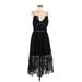 Free People Cocktail Dress - Midi: Black Print Dresses - Women's Size 8