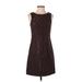White House Black Market Cocktail Dress - A-Line: Brown Damask Dresses - Women's Size 0