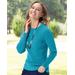 Blair Ribbed Cotton Button-Trim Crewneck Sweater - Blue - XL - Misses