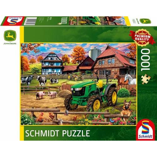 Schmidt 58534 - John Deere, Bauernhof mit Traktor 5050E, Puzzle, 1000 Teile - Schmidt Spiele