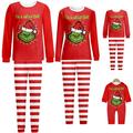 Grinch Green Monster Matching Family Family Print Sleepwear Adult Kid Family Pet Clothes Family Matching (Father 7XL)