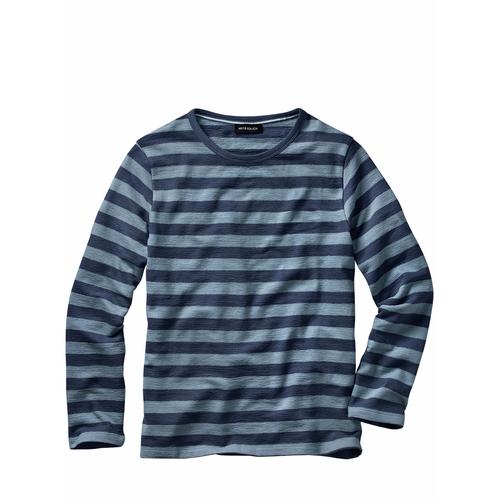 Mey & Edlich Herren Long-Sleeve Regular Fit Blau gestreift