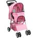 Pink 4 Wheel Pet Stroller for Cat Dog and More Foldable Carrier Strolling Cart STROLR-V001N