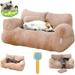 Slicier - Calming Pet Sofa Fluffy Plush Pet Sofa Memory Foam Removable Washable Pet Sofa for Medium Small Dogs ï¼†Cats (Brown Medium)