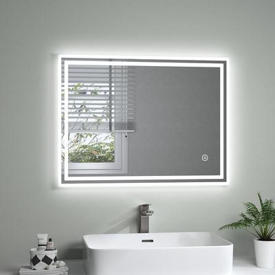 S'AFIELINA Rechteckiger LED Badspiegel Badezimmerspiegel mit Beleuchtung 3 Lichtfarben,Helligkeit