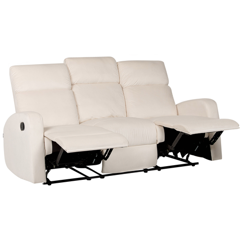3-Sitzer Sofa Creme Samt Manuell Verstellbar mit Fußablage Relaxfunktion Modern Inustriell Relaxsofa Wohnzimmer Büro Arbeitszimmer