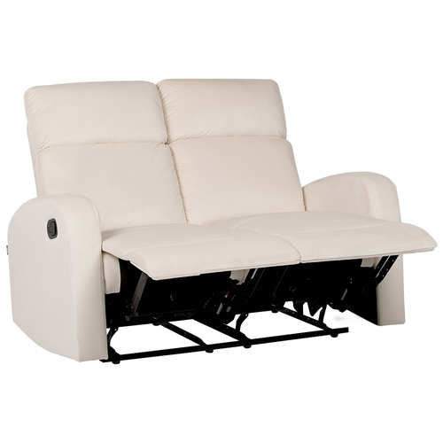 2-Sitzer Sofa Creme Samt Manuell Verstellbar mit Fußablage Relaxfunktion Modern Inustriell Relaxsofa Wohnzimmer Büro Arbeitszimmer