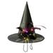 JINCBY Clearance Halloween Witch Hat Witch Hat Ball Dress Up Dark Girl Witch Hat Glowing Feather Rose Headdress Gift for Women