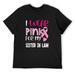 Mens T Shirt I Wear Pink For My Sister In Law Breast Cancer Awareness Tee Raglan Baseball Tee Black 3X-Large