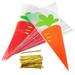 100 Pcs Candy Bags Storage Pockets Easter Bags Cone Popcorn Bags Carrot Candy Bag Cartoon Triangle Plastic