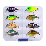 HENGJIA 8 Pieces Mini Fishing Lures Fishing Hard Baits Crankbaits Fishing Lures Baits Topwater Lures Kit for Freshwater Saltwater Trout Bass Perch Fishing Lures with Box