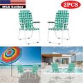 Goorabbit Backpack Style Beach Chairs 2 Pack Outdoor Beach Chair Portable Camping Chair Steel Tube PP Webbed Folding Chair for Yard Garden Bearing 265lbs (Light Green Strip)