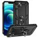 Case for Apple iPhone 15 (6.1 ) - Black Rubberized Hybrid Protective with Shock Absorption & Built-In Rotatable Ring Stand