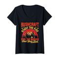 Damen Start the Fire Feel the Nature Outdoor Bushcraft T-Shirt mit V-Ausschnitt