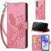 TECH CIRCLE For Galaxy A15 Wallet Case Folio Flip Kickstand Shockproof Protective PU Leather Cover with Card Slot Cash Pocket Carrying Wrist Strap for Samsung Galaxy A15 6.5 2024 Pink