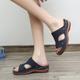 Women's Sandals Slippers Boho Bohemia Beach Wedge Sandals Outdoor Slippers Daily Beach Summer Wedge Heel Peep Toe Open Toe Vintage Casual Faux Leather Loafer Dark Brown Black Blue