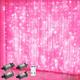 Outdoor Christmas Window Lights 3x3M-300LED Plug in 8 Modes Curtain Light 9 Colors Remote Control Window Wall Hanging Light Warm White RGB for Christmas Decorations Bedroom Wedding Party Garden Indoor