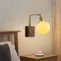 Lightinthebox Ceramic Wall Sconce Small Wall Lamp, Rustic Walnut Wood Wall Mount Light, Vintage Headboard Lamp, Indoor Lighting Fixture for Bedroom Living Room Dining Room Hallway 110-240V