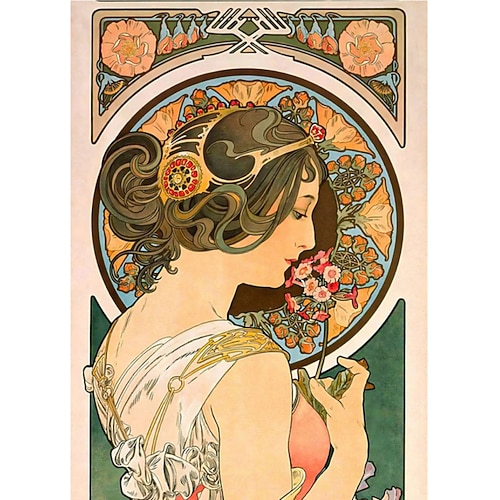 Menschen Wandkunst Leinwand Vintage Jugendstil Alphonse Mucha Drucke und Poster abstrakte Porträtbilder dekorative Stoffmalerei für Wohnzimmer Bilder ohne Rahmen Image