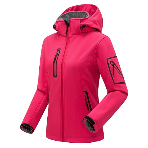 Damen Kapuzenjacke Softshelljacke für Wanderer Wintermantel Wanderfleecejacke Fleece Softshell Frühling Winter Draussen Thermowarm Fleece-Futter Wasserdicht Winddicht Oberbekleidung Windjacke Image