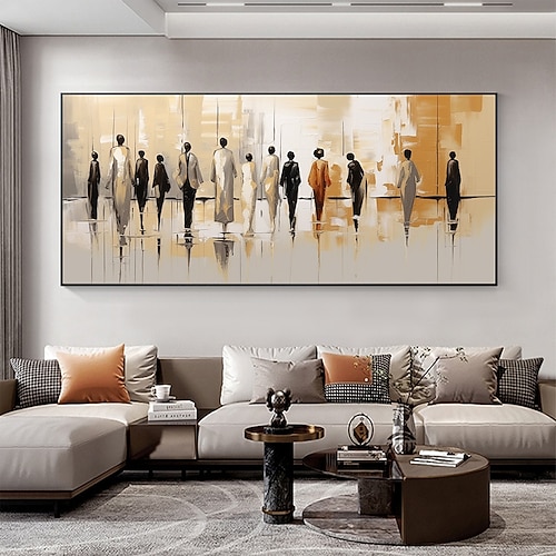 handgemaltes abstraktes modernes Menschen-Landschaftsölgemälde auf Leinwand, großes Wandkunstgemälde, Spaziergang auf der Straße, Gemälde, minimalistisches Kunstwerk für Wohnzimmer, Kunst, Image