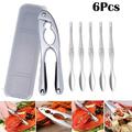 6Pcs Seafood Tools Crab Crackers Stainless Steel Lobster Crackers and Forks Nut Cracker Set-Sliver