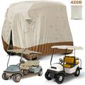 Roam Rider 4 Passenger 420D Golf Cart Covers Waterproof Outdoor Golf Cart Cover for EZ GO Club Car Yamaha Golf Carts Sunproof Dustproof Club Car Cover Golf Cart Seat Coversï¼ˆBeigeï¼‰