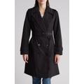 Double Breasted Belted Flared Trench Coat - Black - BCBGeneration Coats