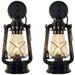 Rustic Wall Sconce Lantern Set of 2 Farmhouse Wall Light Fixtures with Glass Globe Hardwired Electric Lantern Wall Fixture Black Finish