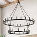 YGDU Black Wagon Wheel Chandelier 2 Tier 36-Light 48 Inch Extra Large Farmhouse Chandeliers Industrial Chandelier Round Pendant Light Fixture for High Ceilings Living Room Kitchen Foyer Entryway