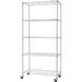 LLBIULife Basics EcoStorage TBFZ-0933 5 Tier 36 x 18 x 76 Inch Adjustable Wire Shelving with Wheels for Home Kitchen Garage or Business Use Chrome