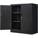 LLBIULife Locking Metal Cabinets with Shelves and Doors Steel Cabinet for Home Office Garage Utility Room and Basement 36.2 H x 31.5 W x 15.7 D (Black)