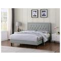 Full Upholstered Platform Bed Frame with Tall Adjustable Headboard - Button Tufted Linen Velour Bed - Wood Slat Support with Storage Space - No Box Spring Needed - Grey - Oliver & Smith - Berlin