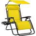 S Zero Gravity Outdoor Recliner S Lounge Chair w/Adjustable Canopy Shade Headrest Side Accessory Tray Textilene Mesh - Sunflower Yellow