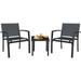 Patio Set 3 Pieces Breathable Textilene Chairs with Table All Weather Modern Outdoor Conversation Set for Bistro Poolside (Black)
