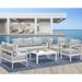 Aluminum Patio Furniture Set 4 Pcs Modern Outdoor Conversation Set Sectional Sofa with Upgrade Cushion and Coffee Table White