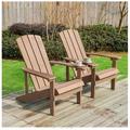 Patio Plastic Adirondack Chair Lounger Weather Resistant Furniture for Lawn Balcony in Brown (2-Pack) Front Porch Outdoor Patio Furniture Chairs Set