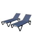 Outdoor Lounge Chair 2 Pieces Aluminum Plastic Patio Chaise Lounge with 5 Position Adjustable Backrest and Wheels All Weather Reclining Chair for Patio Navy Blue