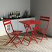 3 Piece Patio Bistro Set of Foldable Square Table and Chairs Red Front Porch Outdoor Patio Furniture Table and Chairs Set