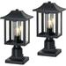 YINCHEN Outdoor Post Light 2 Pack Lamp Posts Outdoor Lighting in Sand Black Finish Exterior Pillar Lights with Clear Glass Waterproof Aluminum Post Lantern for Lawn Pathway 2572-1G-2PK