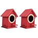 2 Count Window Bird Feeder Feeders Bee Hive Decor Wooden House Nest Birds Solid Red Plastic