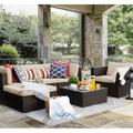 6 Pieces Patio Furniture Set Outdoor Sectional Sofa Outdoor Furniture Set Patio Sofa Set Conversation Set with Cushion and Table (Beige)