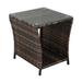 Tcbosik Rattan Side Table End Table with Storage Patio Side Table for Indoor Outdoor Porch Lawn Poolside Garden Backyard Balcony Brown